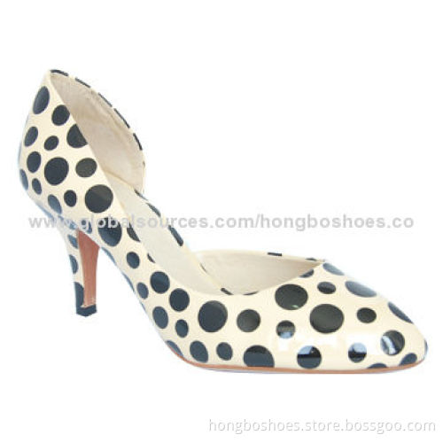 Leather Mid/Low-heeled Court Shoe, Pointed Toe, Rubber Outsole